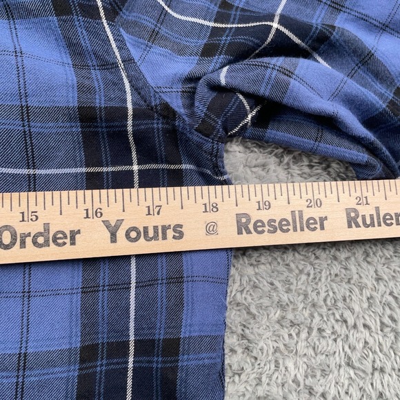 Harley Davidson Shirt Womens Large Blue Plaid Flannel Workwear Western Casual - Picture 7 of 10